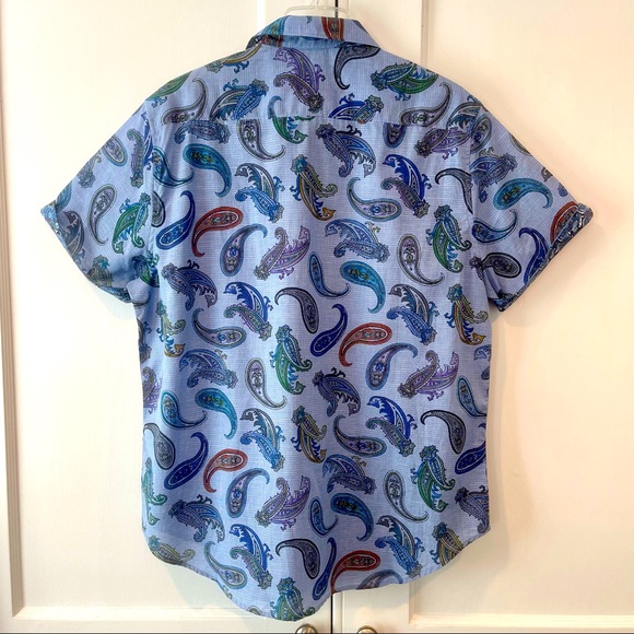 ROBERT GRAHAM ‘NOTRE DAME’ PAISLEY PRINT SHORT-SLEEVE CLASSIC FIT SHIRT - INDIGO - Picture 10 of 15